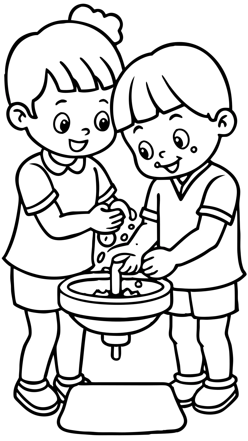 washing hands coloring page